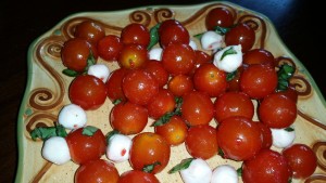 Nutrient rich tomatoes, mozzarella and basil salad